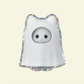 Cat sylvanian in a ghost outfit glitter sticker