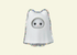 Cat sylvanian in a ghost outfit glitter sticker