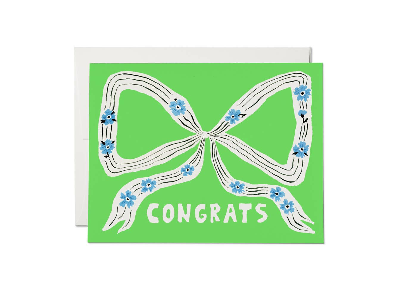 Greeting card with a bow design and 'Congrats' text on a green background