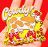 Cowdy! Magnet with a cow design on a red background