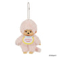 Pink plush Monchhichi keychain