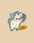 Holographic rat sticker with fairy wings on a beige background
