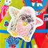 Sticker of a fury with a colorful background