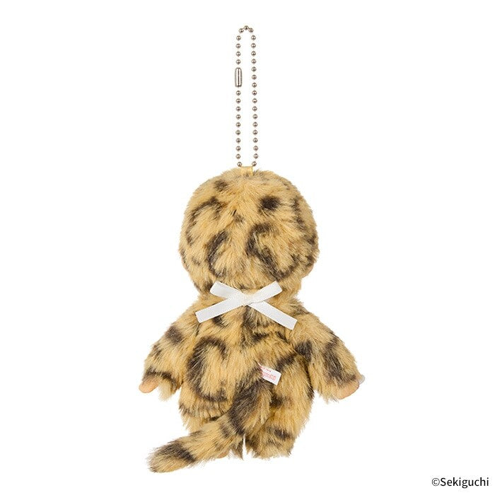 Plush keychain with a cheetah pattern on a white background