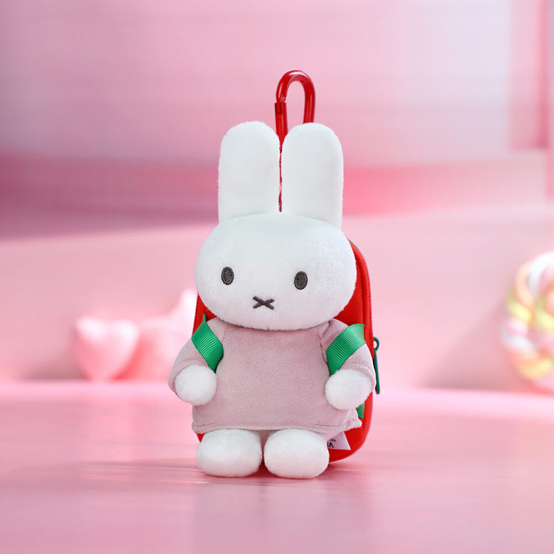 Miffy backpack tote bag on a pink background