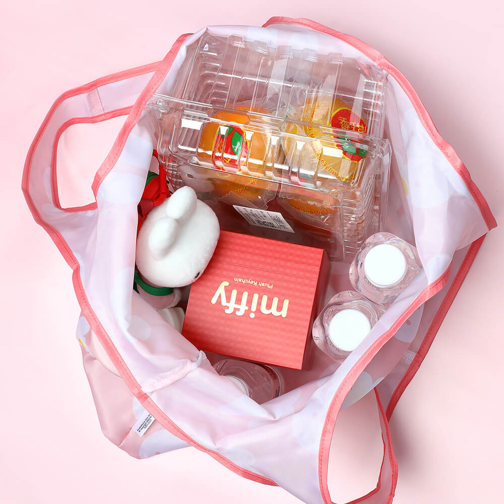 inside of a miffy tote bag filled with groceries