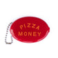 Red pouch with 'Pizza Money' text and chain on a white background