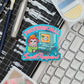 Colorful patch with cartoon character and text 'Professional Email recipient' on a keyboard and stationery items.