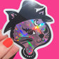 Retro Winking Witch Cat Sticker