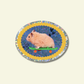 Glitter sticker with a hamster on a skateboard design on a beige background