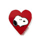 Heart-shaped magnet with snoopy on a red background