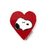 Heart-shaped magnet with snoopy on a red background