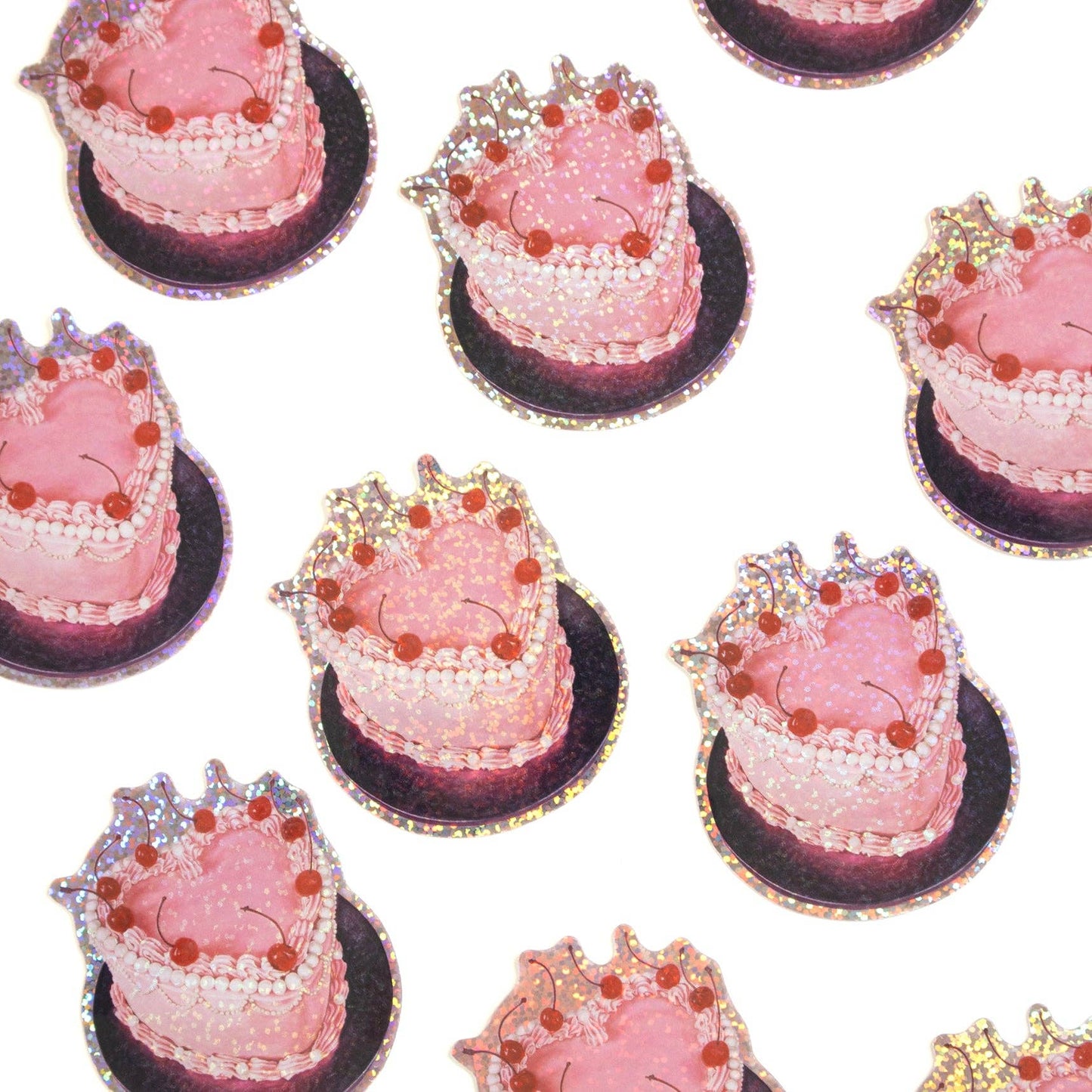 Pattern of pink cakes  on a white background