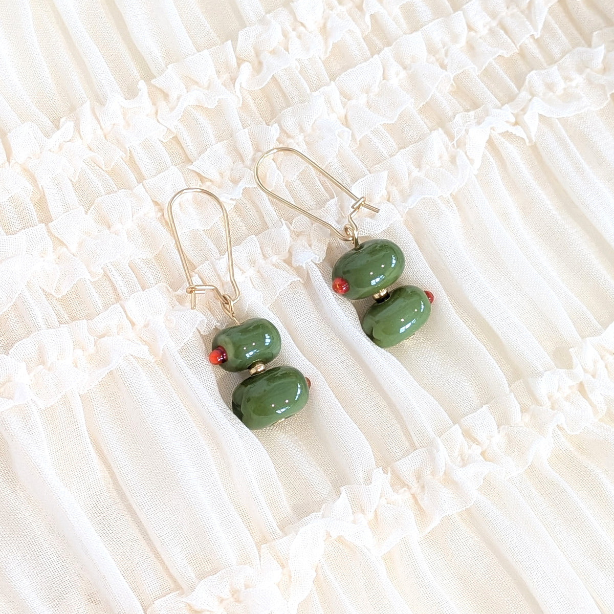 Glass Olive Earrings